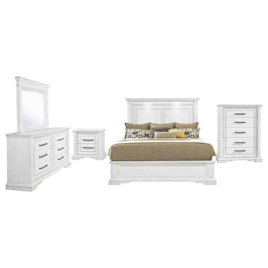 McKinney 5-piece California King Bedroom Set Vintage White - Home & Sleep Outlet