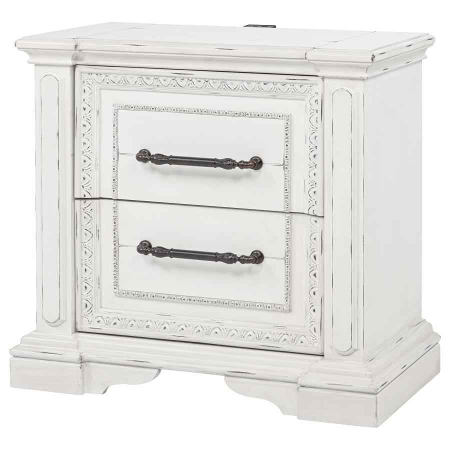 McKinney 2-drawer Nightstand with Dual USB Vintage White - Home & Sleep Outlet