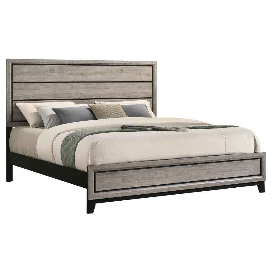 Valen Wood Eastern King Panel Bed Light Taupe - Home & Sleep Outlet