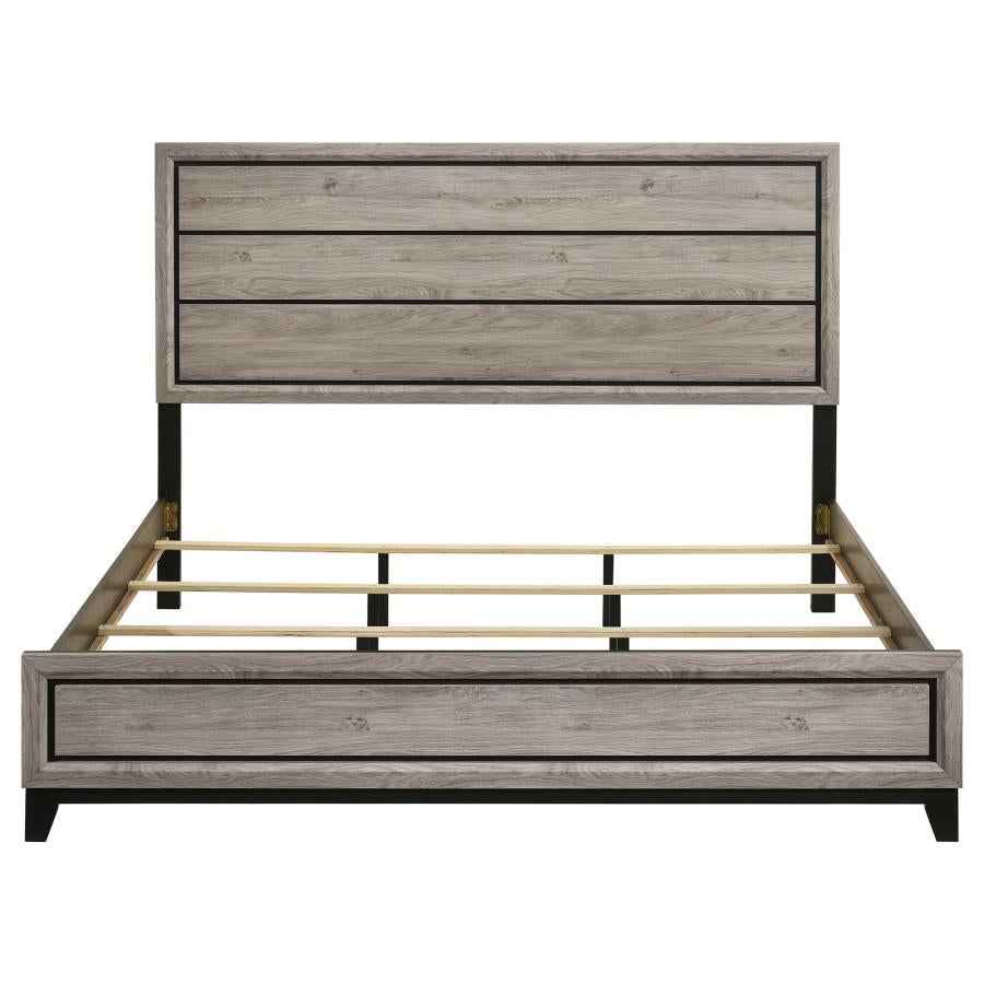 Valen Wood Eastern King Panel Bed Light Taupe - Home & Sleep Outlet