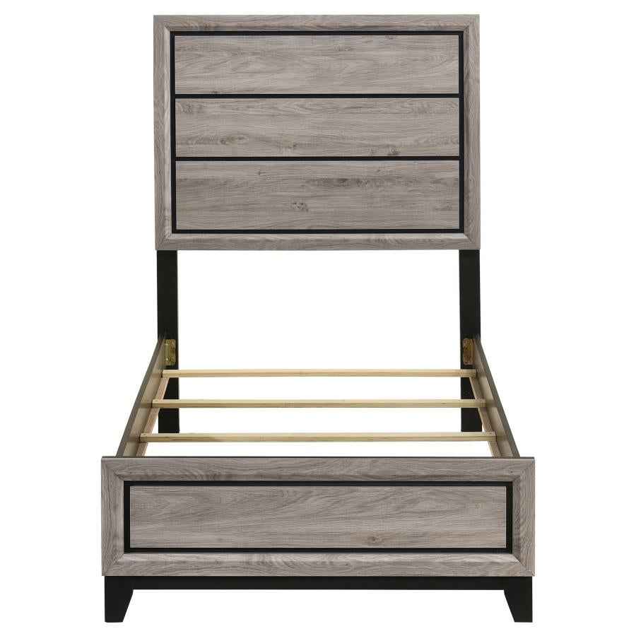 Valen Wood Twin Panel Bed Light Taupe