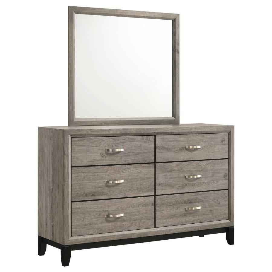 Valen 6-drawer Bedroom Dresser and Mirror Light Taupe