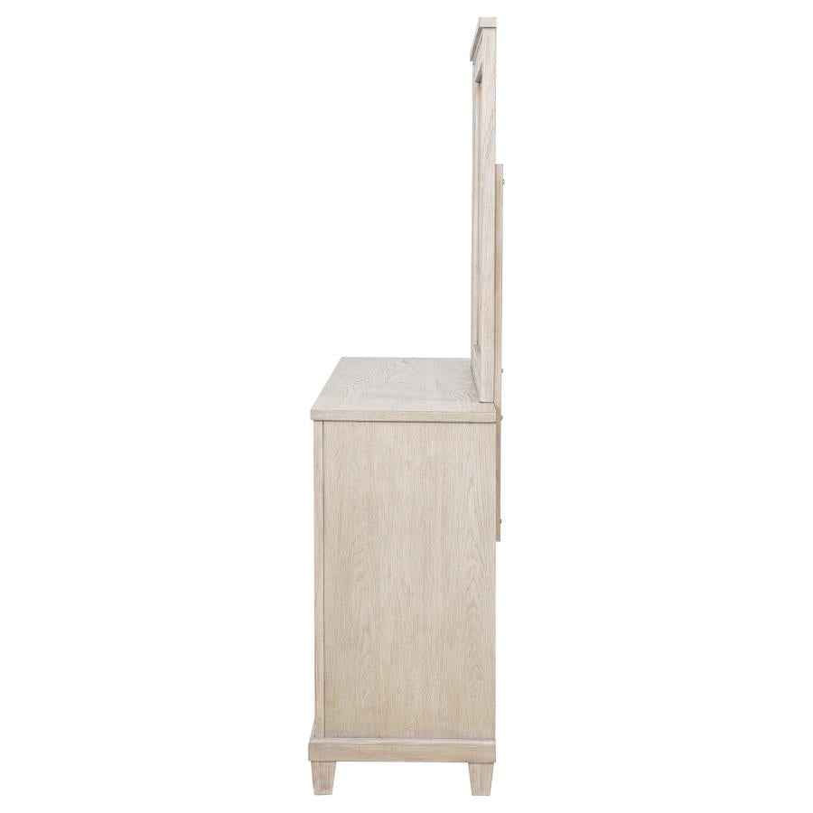 Pembroke 6-drawer Bedroom Dresser with Mirror Washed Oak