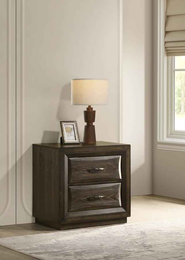 Atlas 2-drawer Bedroom Nightstand Bedside Table Dark Oak