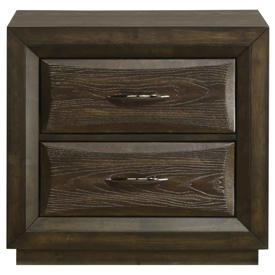 Atlas 2-drawer Bedroom Nightstand Bedside Table Dark Oak