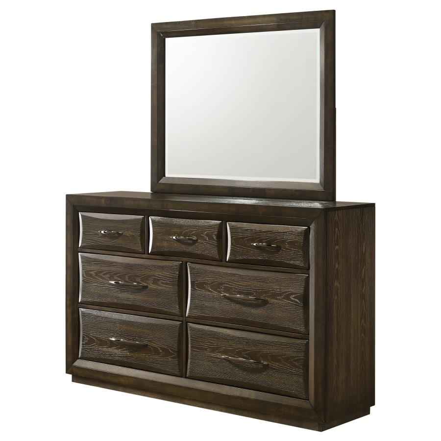 Atlas 7-drawer Bedroom Dresser and Mirror Set Dark Oak
