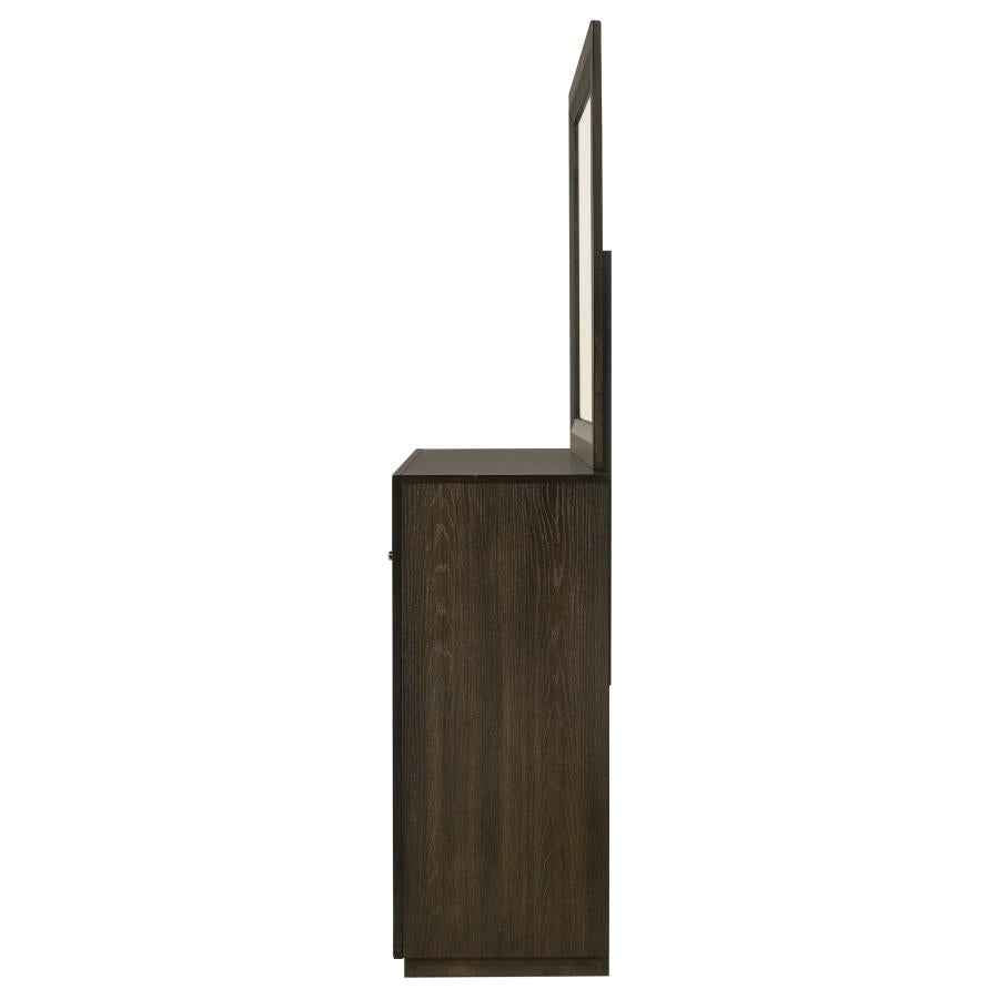 Atlas 7-drawer Bedroom Dresser and Mirror Set Dark Oak