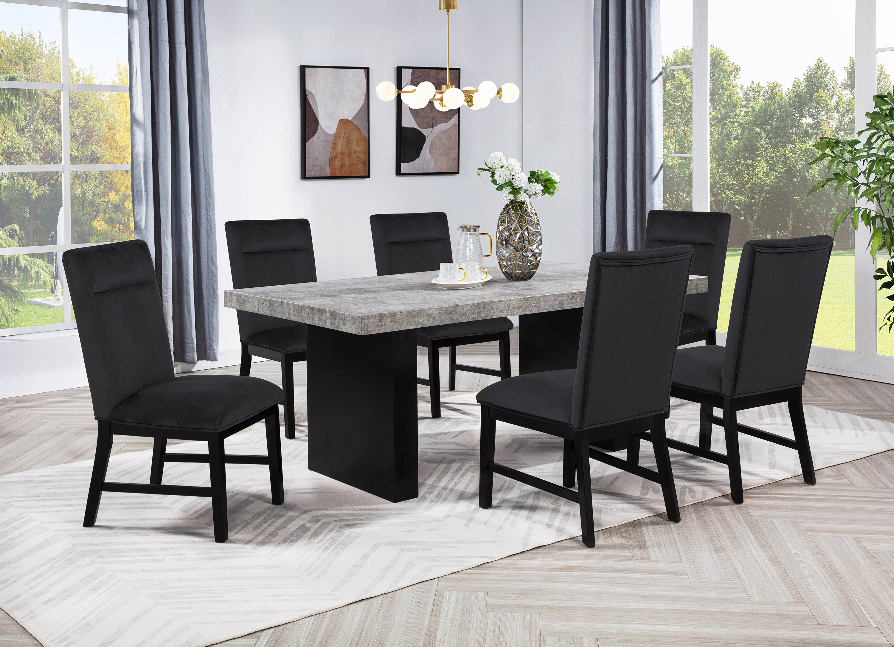 SEBASTIAN 2225-5P/2225BK (6-Piece Dining Set)
