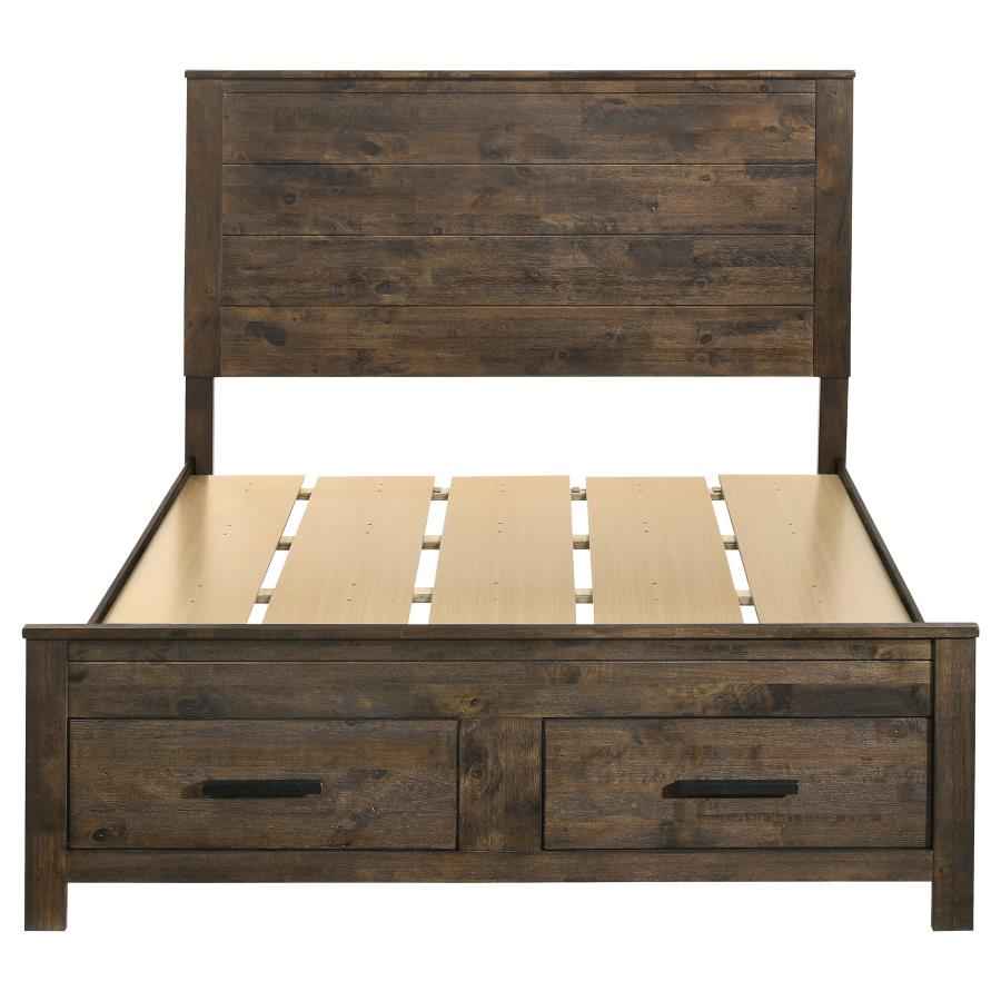 Woodmont Wood Queen Storage Panel Bed Rustic Golden Brown