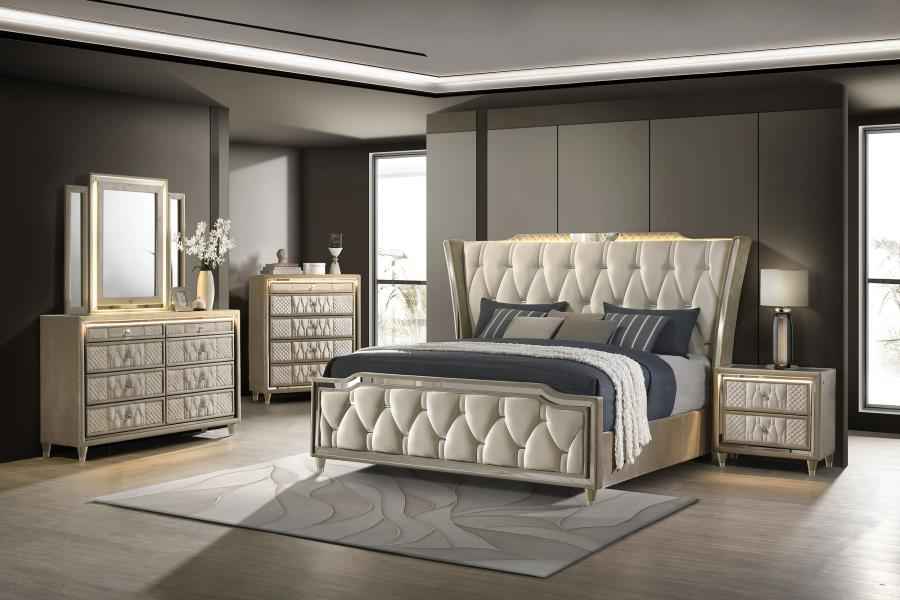 Lorient 5-piece Eastern King Bedroom Set Ivory and Camel