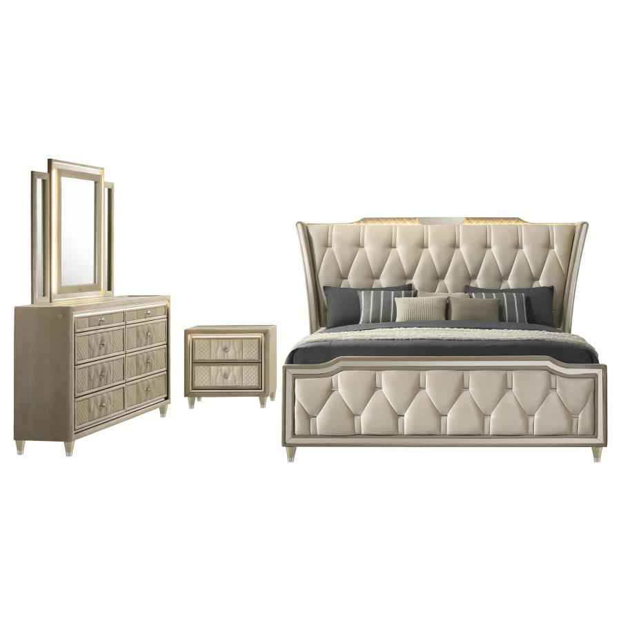 Lorient 4-piece California King Bedroom Set Ivory and Camel