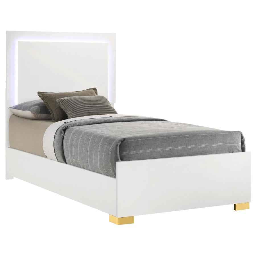 Marceline Wood Twin LED Panel Bed White - Home & Sleep Outlet
