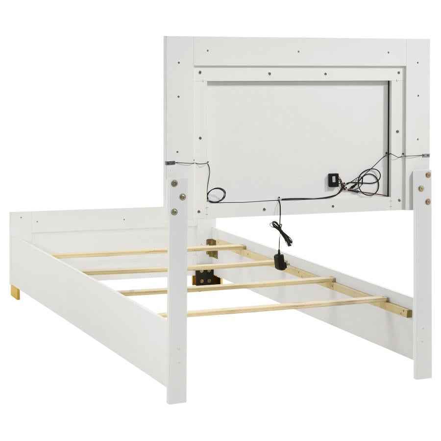 Marceline Wood Twin LED Panel Bed White - Home & Sleep Outlet