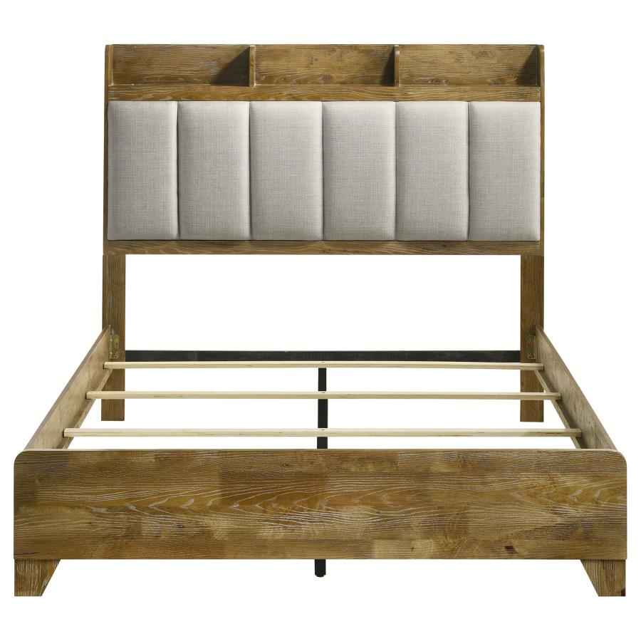 Henderson 57-inch Eastern King Bookcase Panel Bed Medium Oak - Home & Sleep Outlet