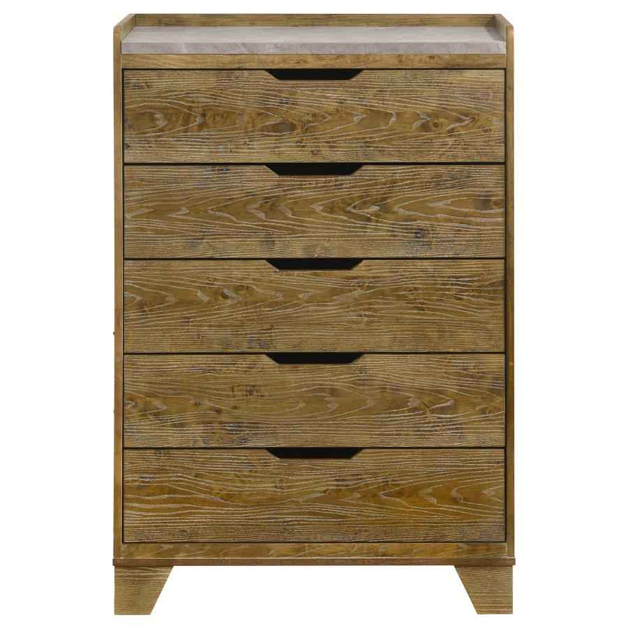 Henderson 5-drawer Bedroom Chest of Drawers Medium Oak - Home & Sleep Outlet