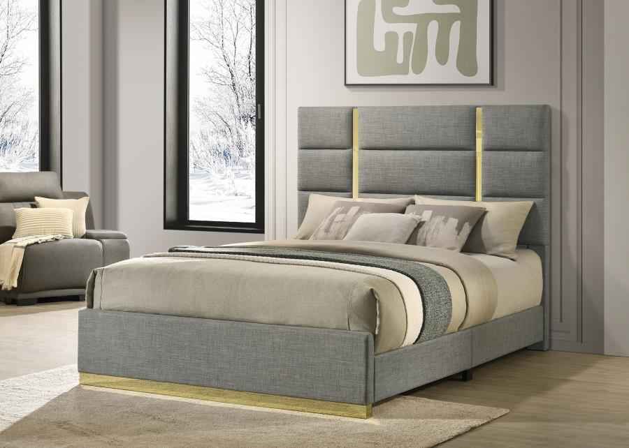 Ines 56-inch Fabric Upholstered Queen Panel Bed Grey - Home & Sleep Outlet