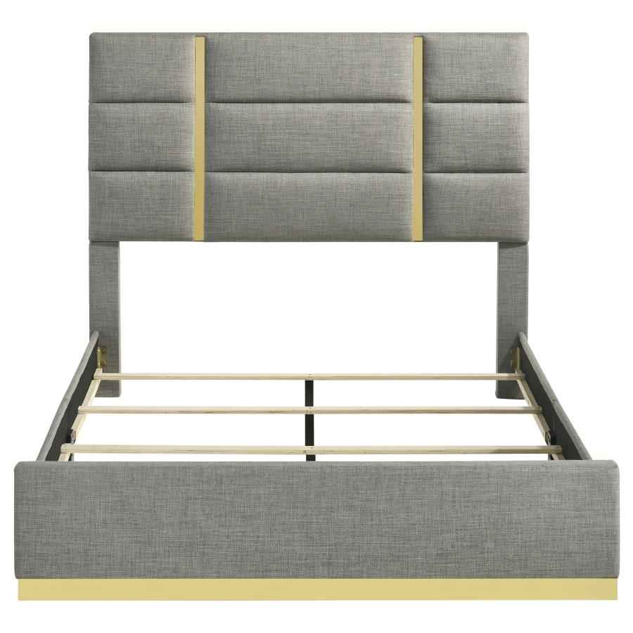 Ines 56-inch Fabric Upholstered Queen Panel Bed Grey - Home & Sleep Outlet