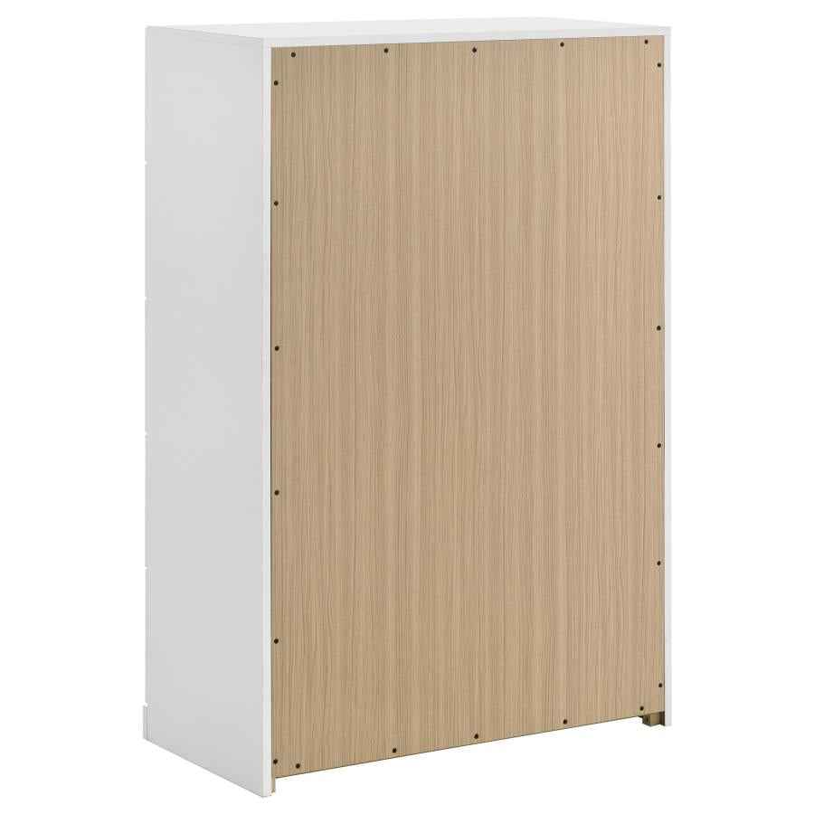 Ines 5-drawer Bedroom Chest of Drawers White High Gloss