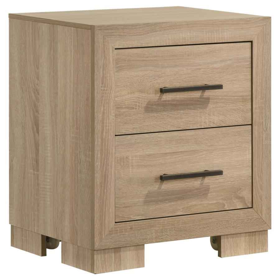 Arielle 2-drawer Bedroom Nightstand with Casters Light Oak