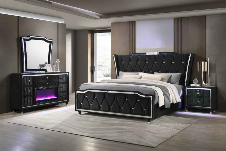 Lorient 4-piece Eastern King Bedroom Set Black