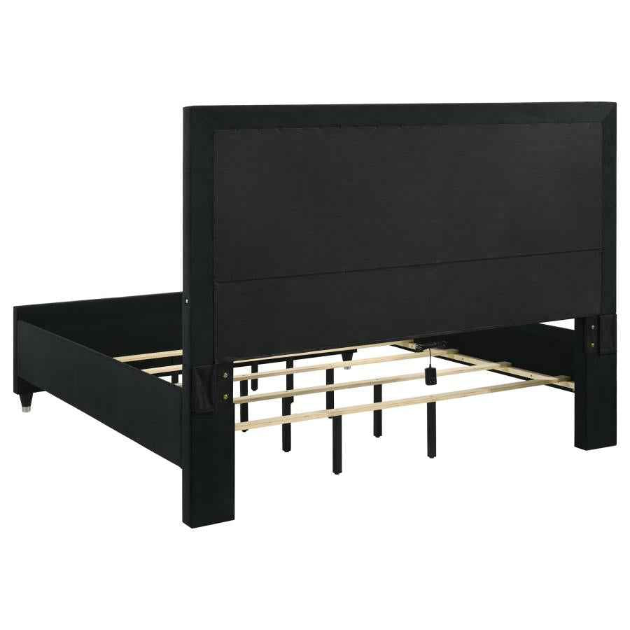 Ravenne 4-piece Velvet Upholstered Eastern King LED Bedroom Set Black
