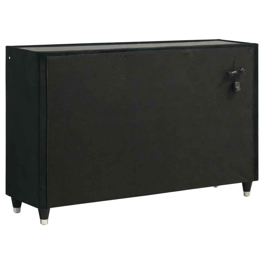 Ravenne 8-drawer Velvet Upholstered LED Dresser Cabinet Black