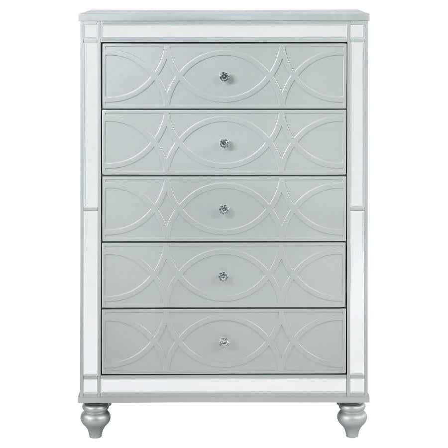 Gunnison 5-drawer Bedroom Chest Silver Metallic