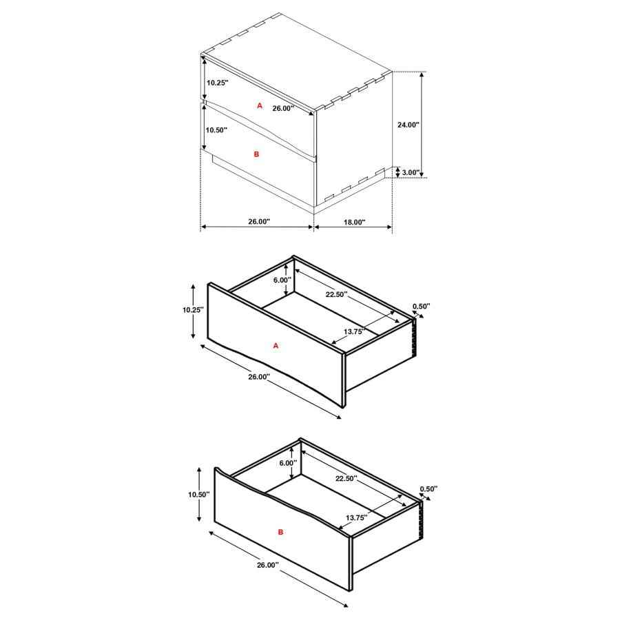 Winslow 2-drawer Nightstand Smokey Walnut