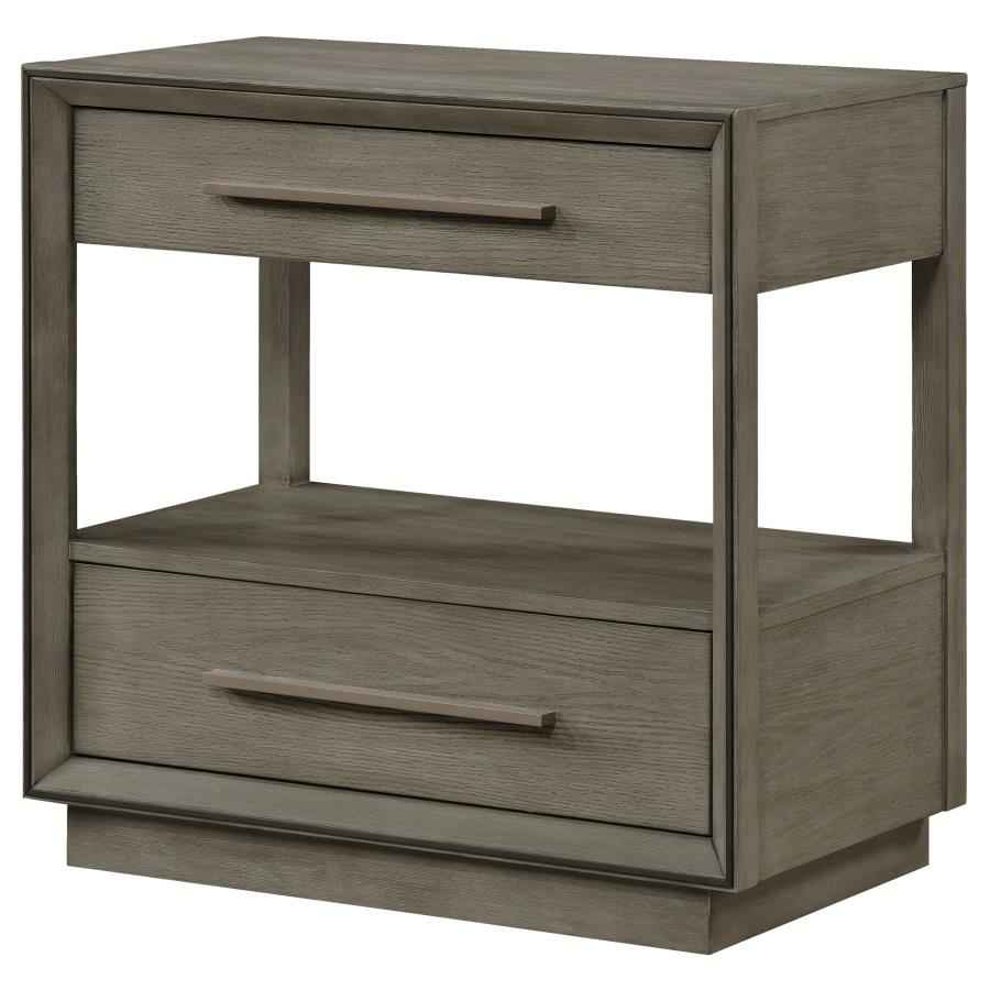 Durango 2-drawer Nightstand Bedside Table Taupe Oak