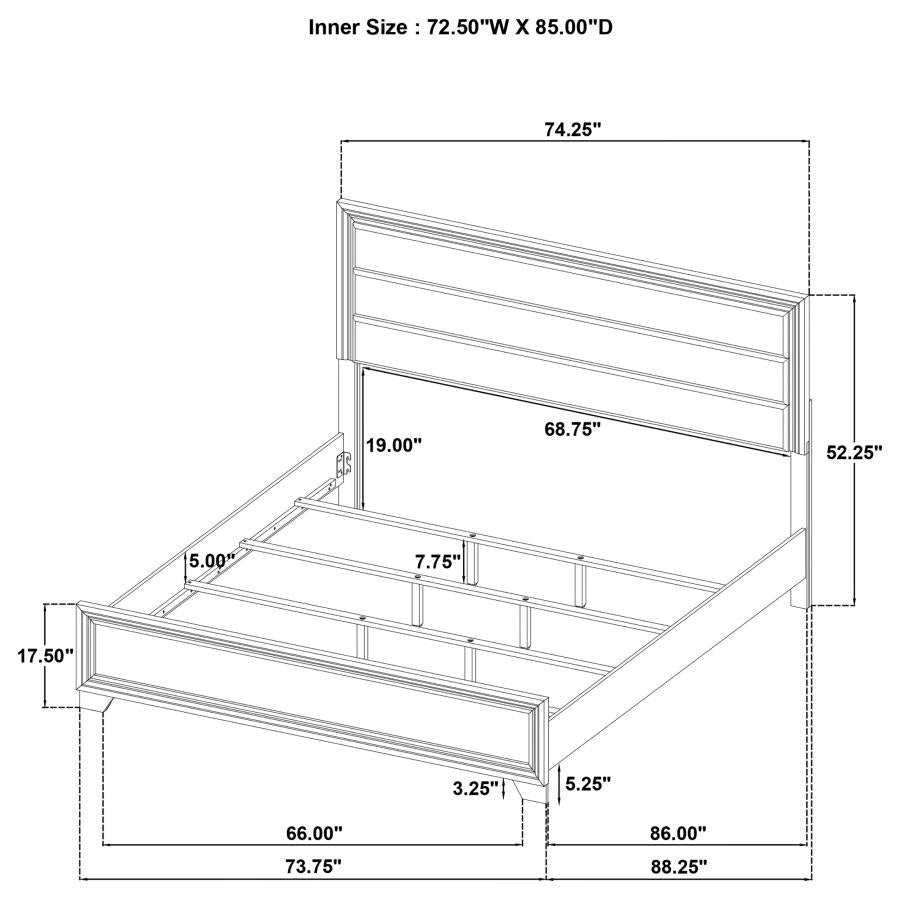 Wright 52-inch Upholstered California King Bed Brown Oak