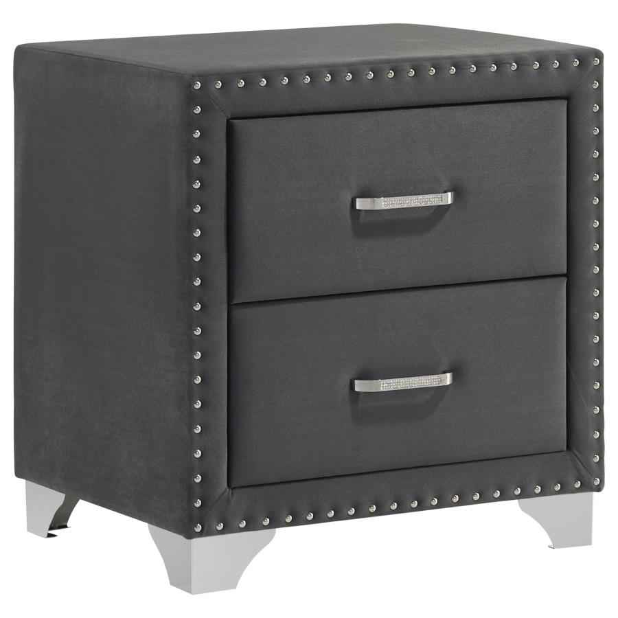 Melody Upholstered 2-drawer Nightstand Grey