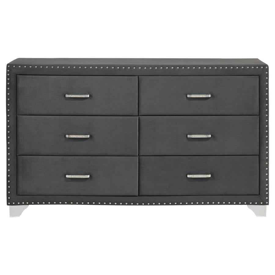 Melody 6-drawer Upholstered Dresser Grey