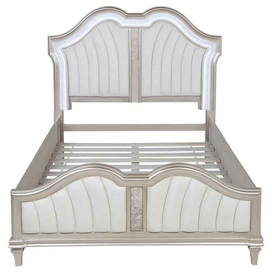 Evangeline Wood Queen LED Panel Bed Silver Oak - Home & Sleep Outlet