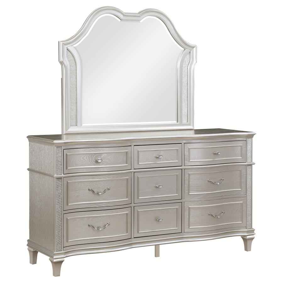 Evangeline 9-drawer Dresser with Mirror Silver Oak - Home & Sleep Outlet