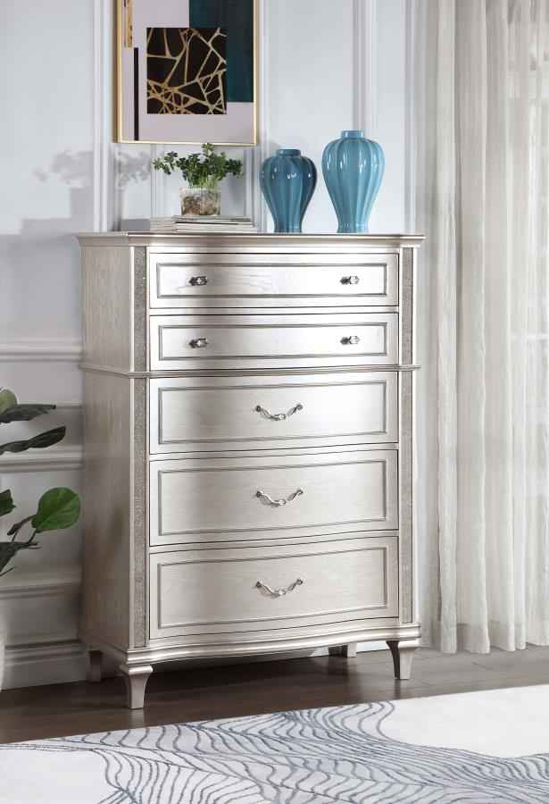 Evangeline 6-drawer Bedroom Chest Silver Oak - Home & Sleep Outlet