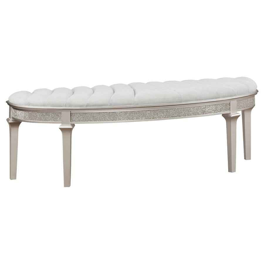 Evangeline Curved Fabric Upholstered Bench Silver Oak - Home & Sleep Outlet