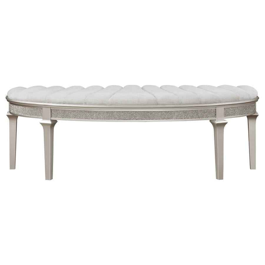 Evangeline Curved Fabric Upholstered Bench Silver Oak - Home & Sleep Outlet