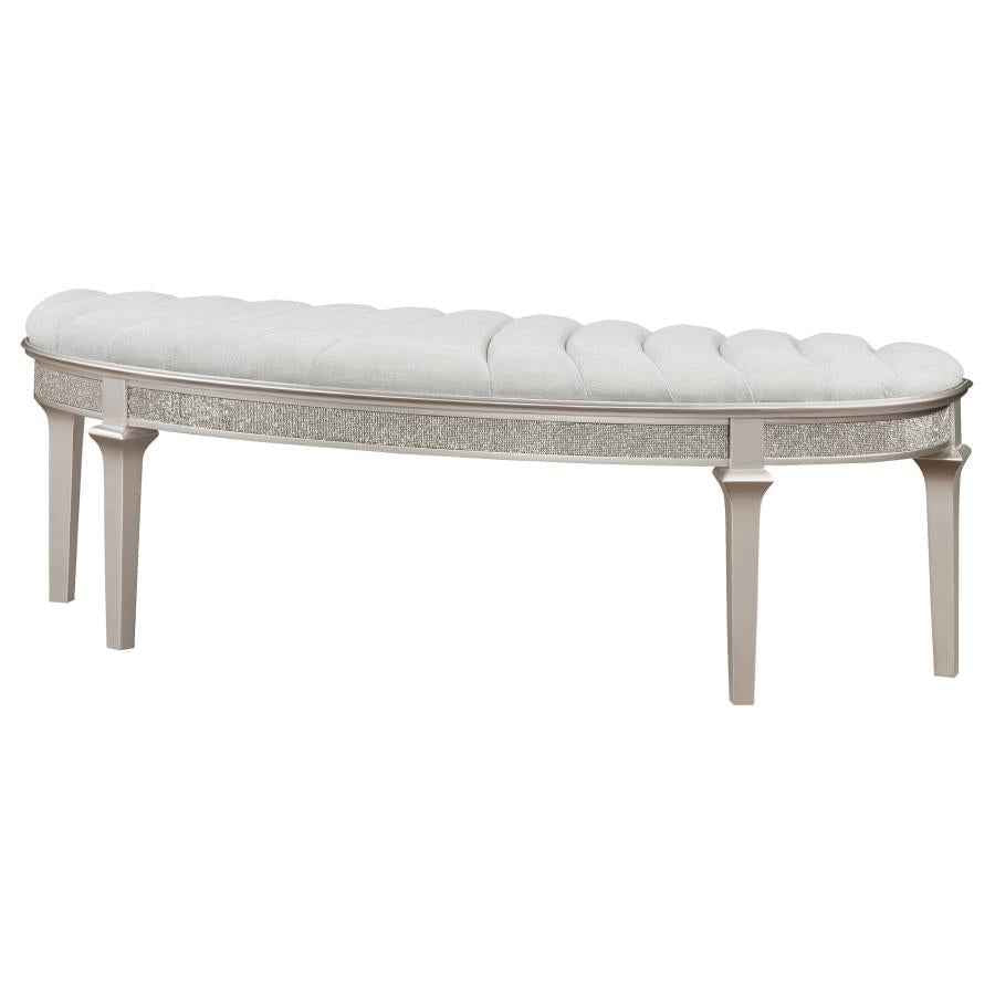 Evangeline Curved Fabric Upholstered Bench Silver Oak - Home & Sleep Outlet