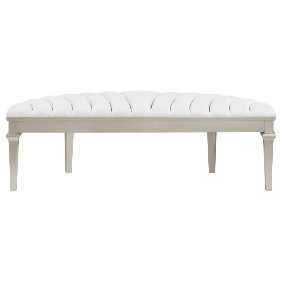 Evangeline Curved Fabric Upholstered Bench Silver Oak - Home & Sleep Outlet