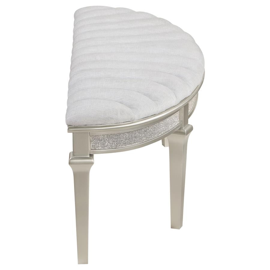 Evangeline Curved Fabric Upholstered Bench Silver Oak - Home & Sleep Outlet