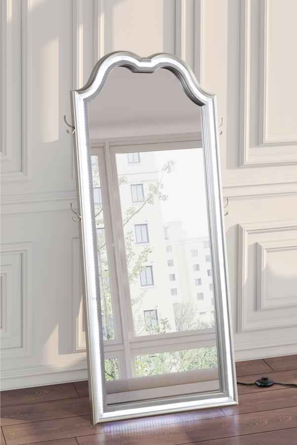 Evangeline Full Length LED Light Floor Mirror Silver Oak - Home & Sleep Outlet