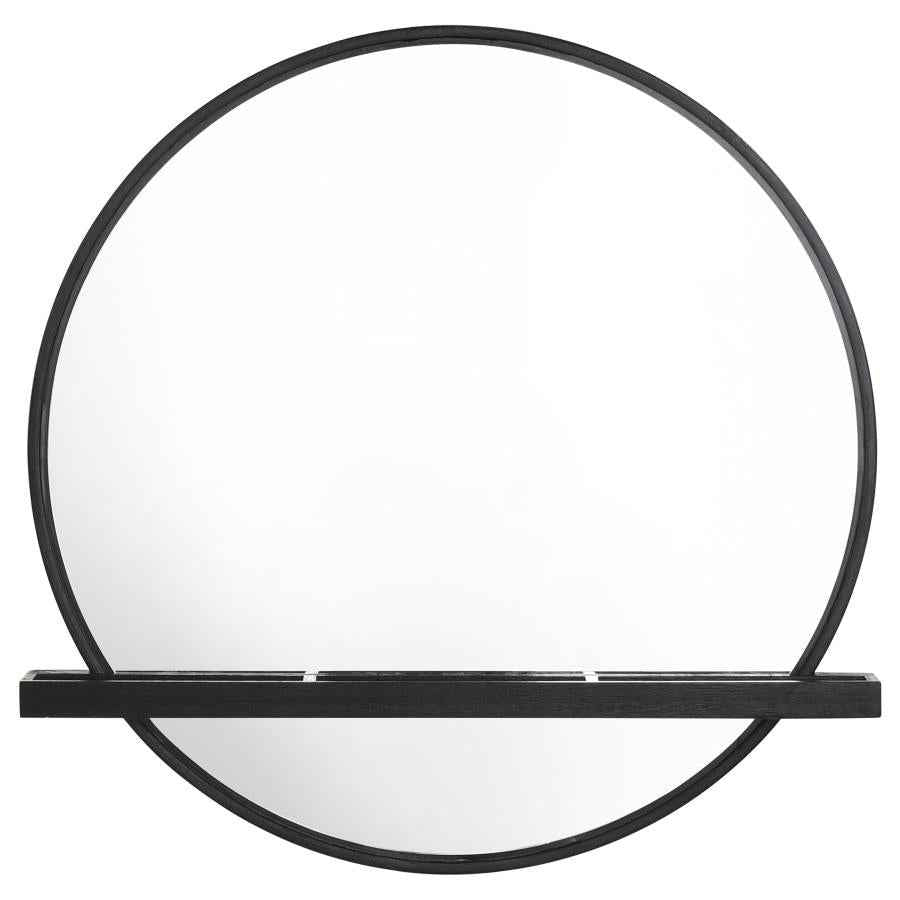Arini Round Vanity Wall Mirror with Shelf Black