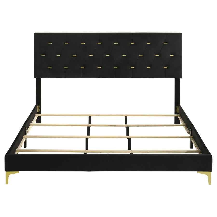 Kendall Upholstered California King Panel Bed Black
