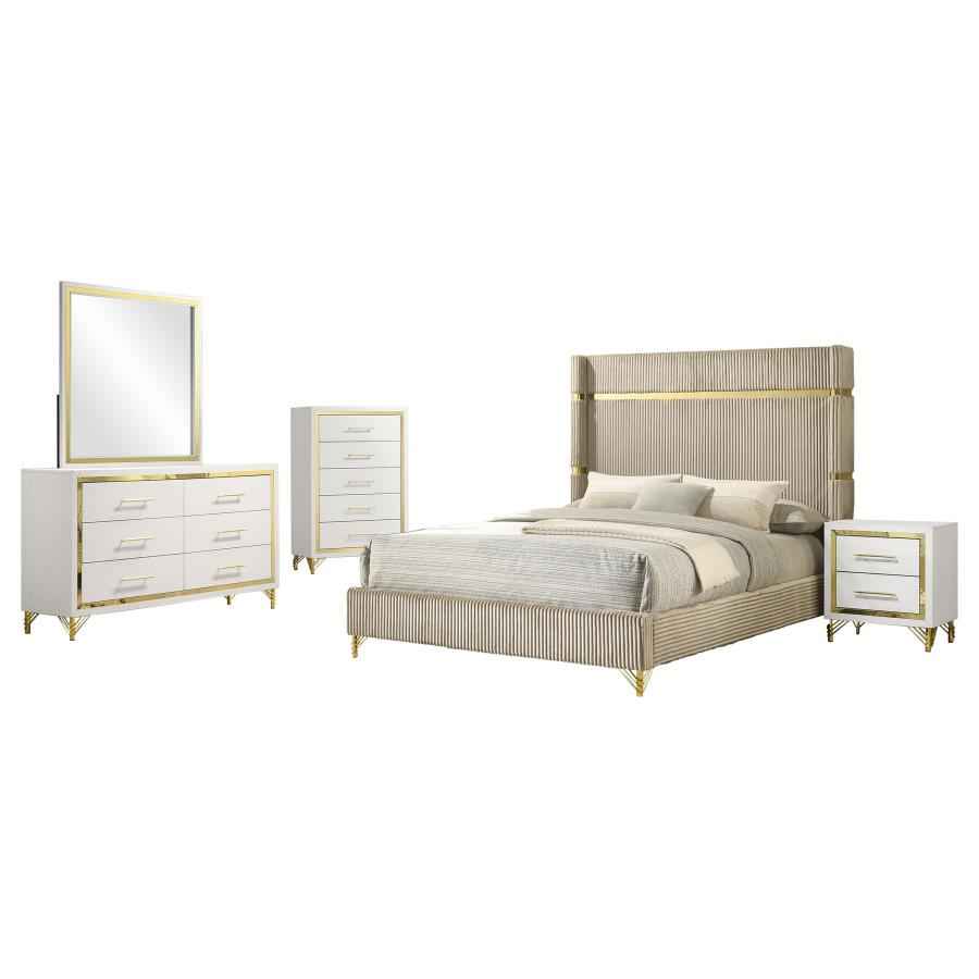 Lucia 5-piece Eastern King Bedroom Set Beige and White - Home & Sleep Outlet