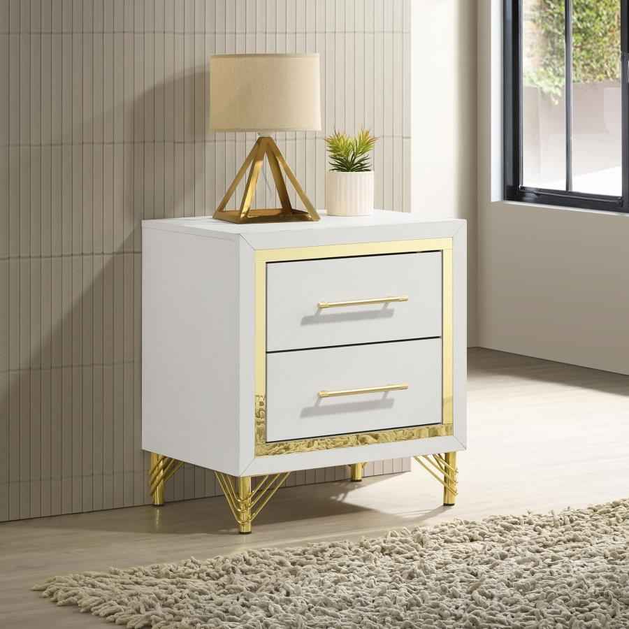 Lucia 2-drawer Nightstand Bedside Table White - Home & Sleep Outlet
