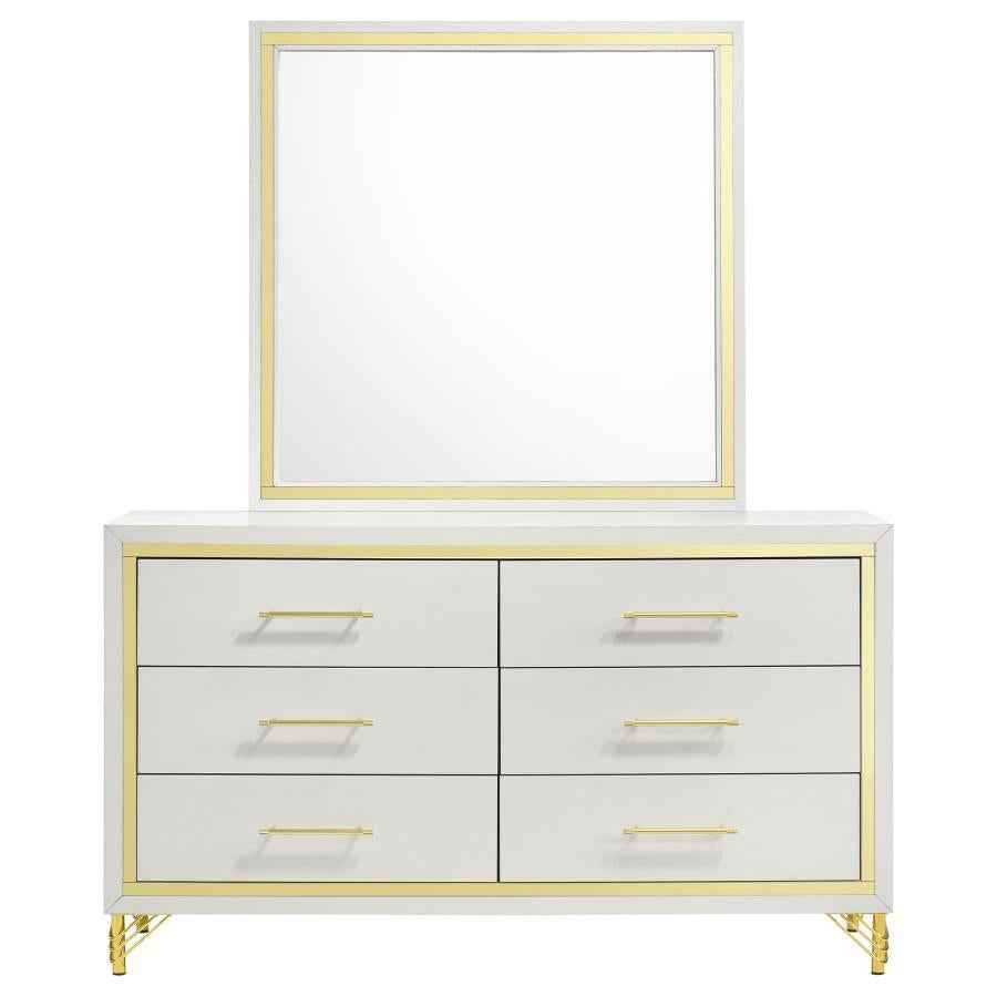 Lucia 6-drawer Dresser with Mirror White - Home & Sleep Outlet