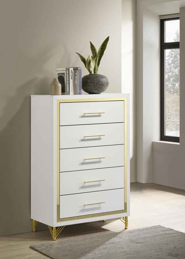 Lucia 5-drawer Bedroom Chest of Drawers White - Home & Sleep Outlet