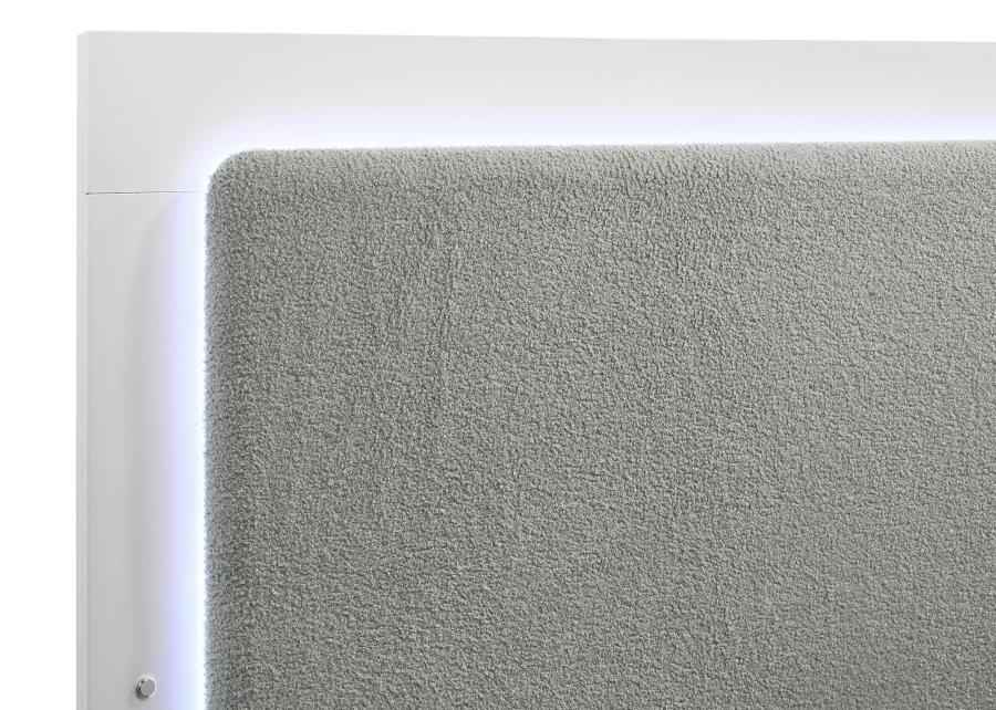 Caraway Wood Eastern King LED Panel Bed White - Home & Sleep Outlet