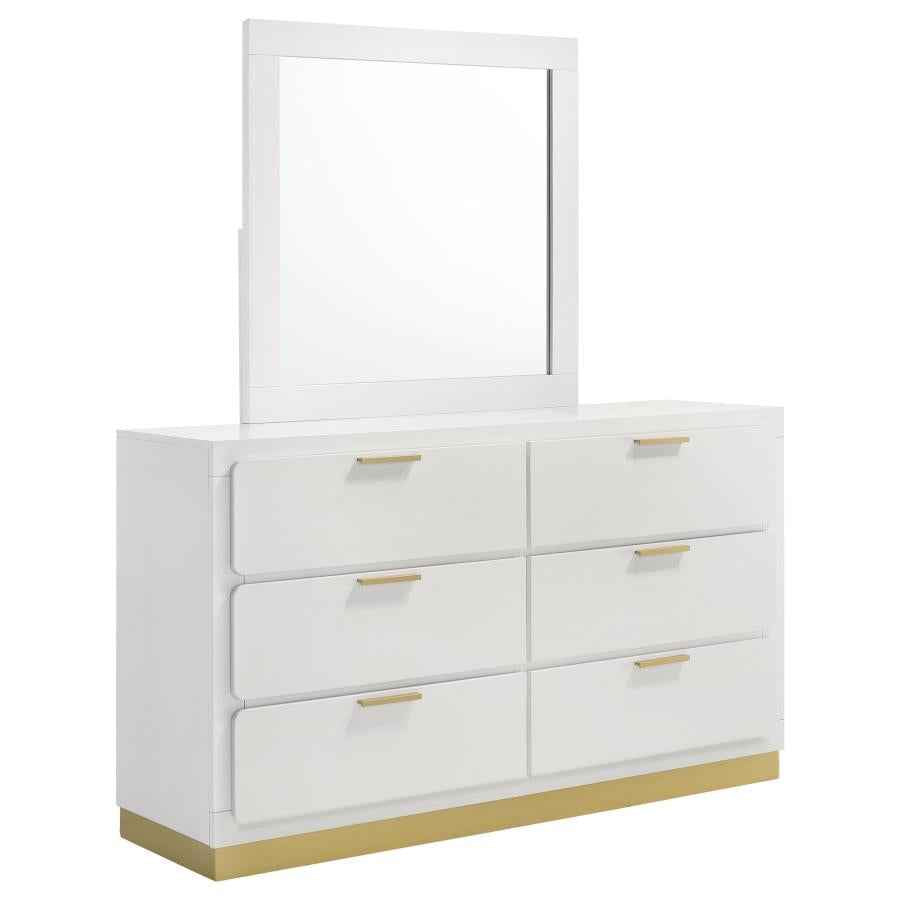 Caraway 6-drawer Dresser with Mirror White - Home & Sleep Outlet
