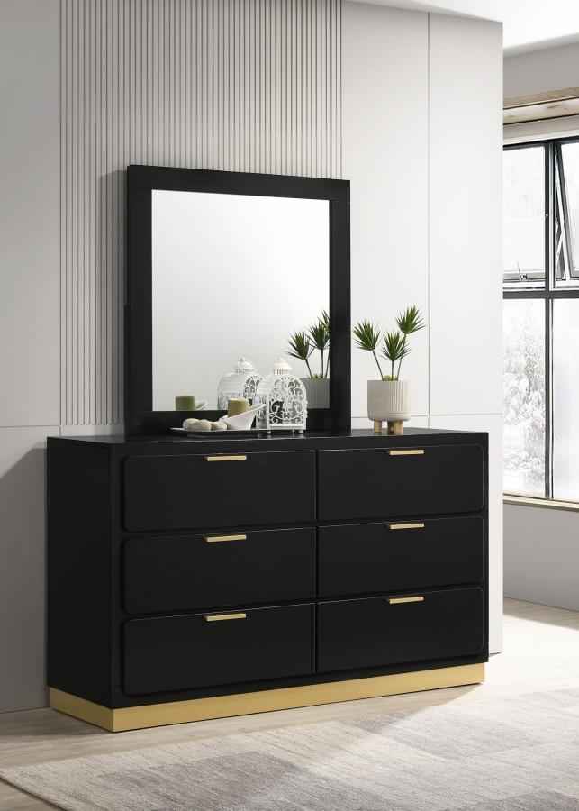 Caraway 6-drawer Dresser with Mirror Black - Home & Sleep Outlet